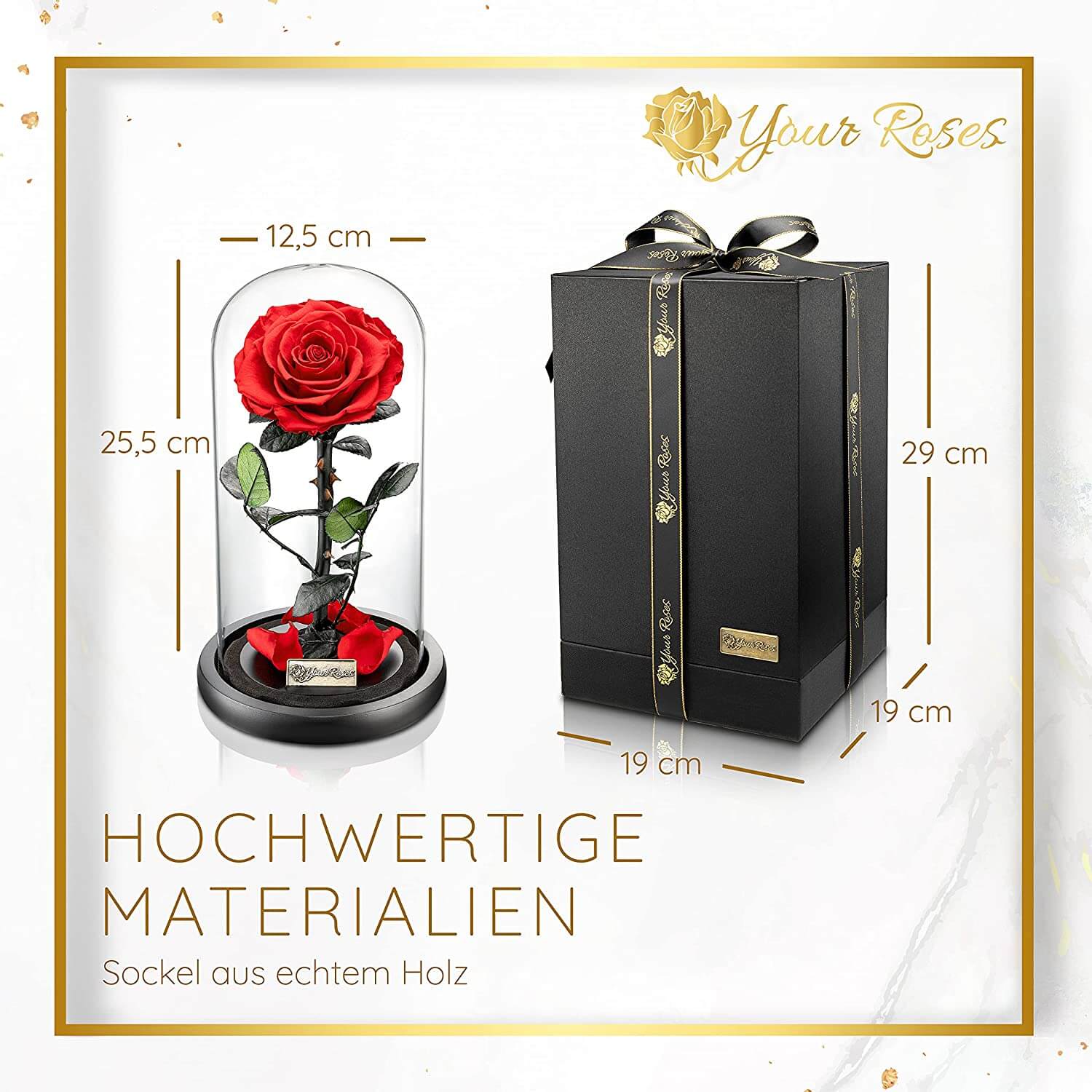 Konservierte große Rose im Glas – perfekte Geschenkidee für Partnerin oder Freundin