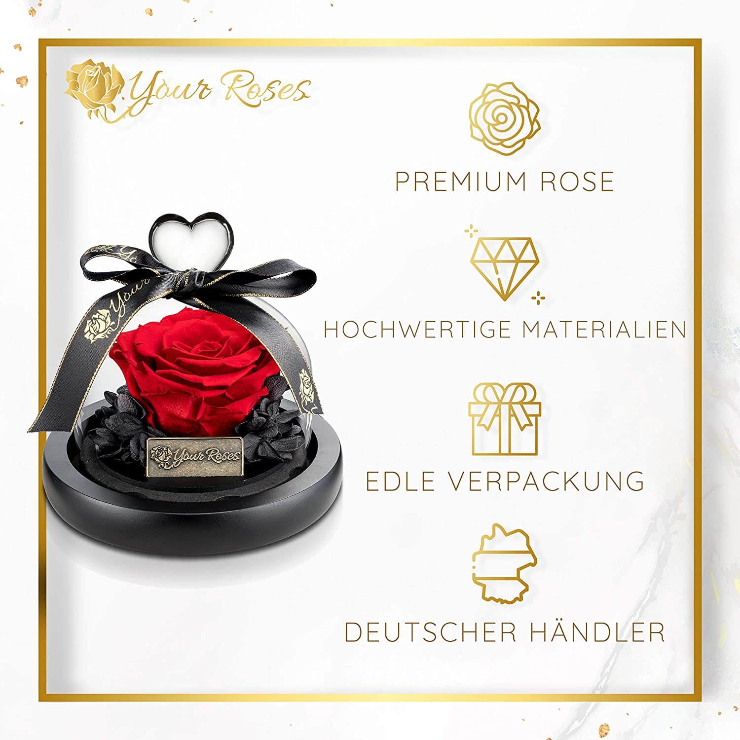 Rote ewige Rose im Glas – stilvolles Geschenk für Frauen