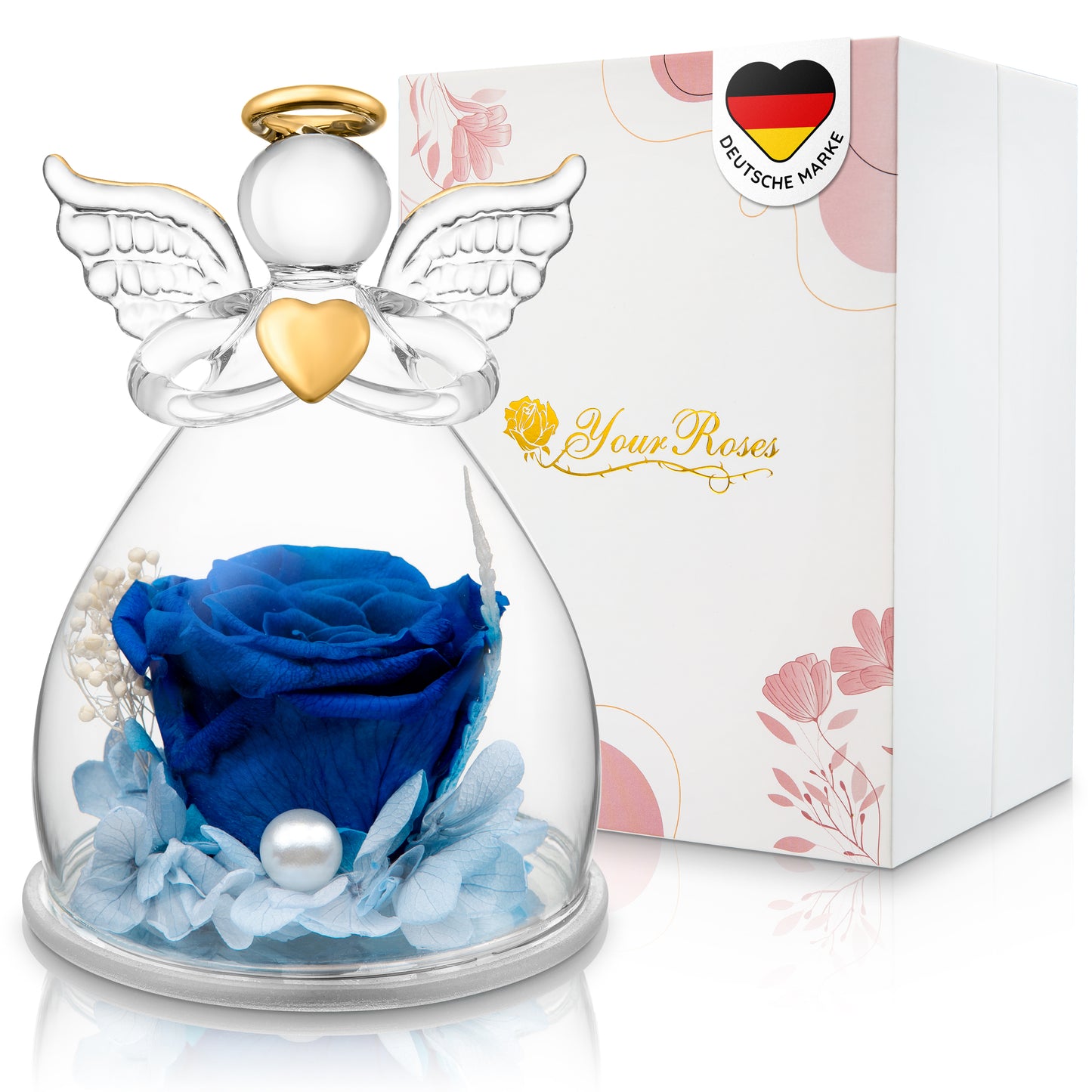 Premium Rose unter Glas in Engel-Design