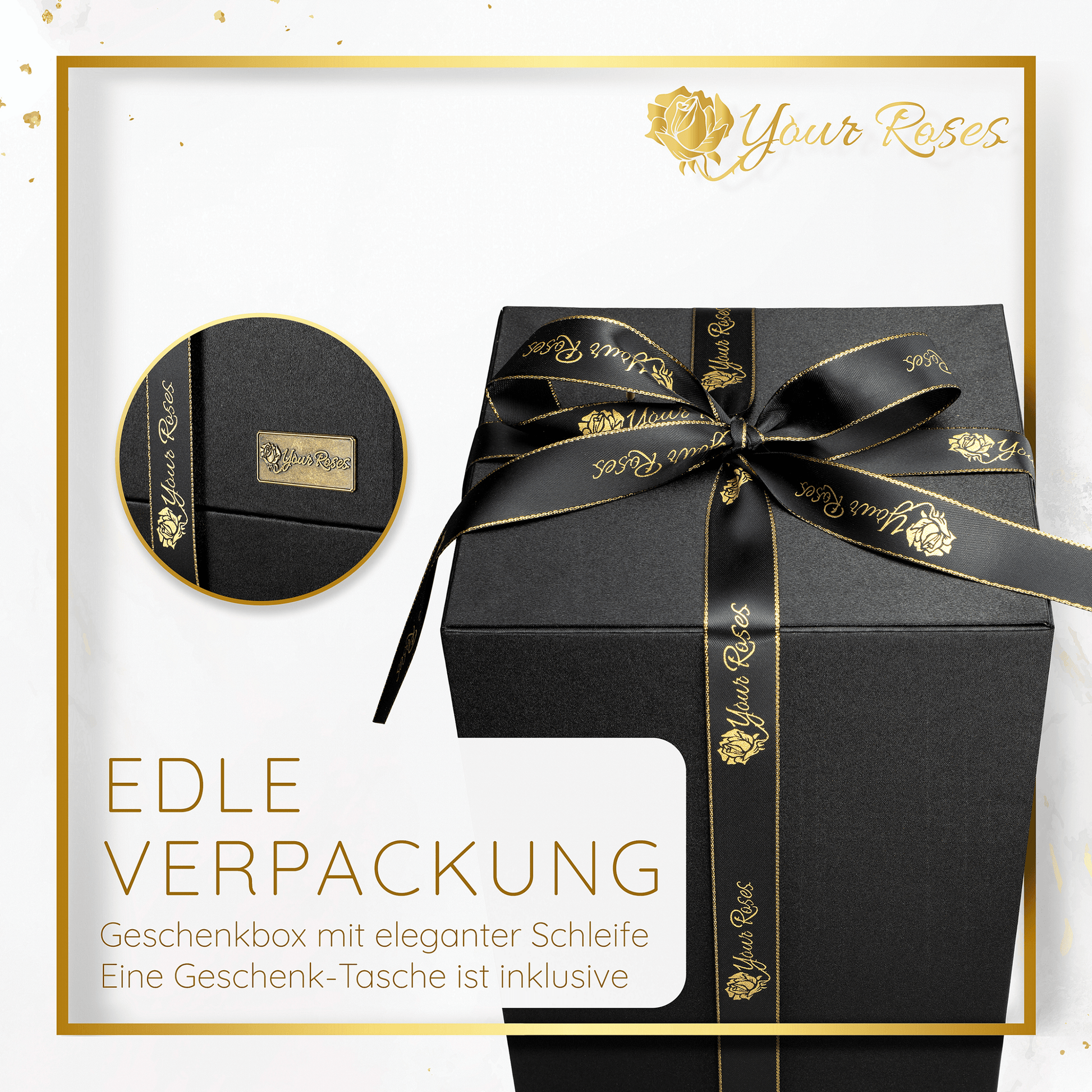 Große Premium-Rose im Glas in Geschenkbox – elegante Geschenkpräsentation