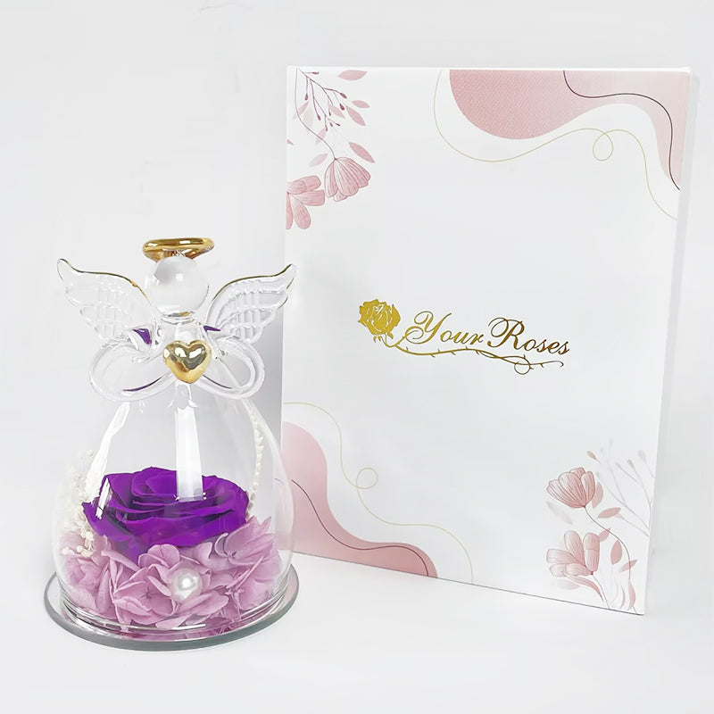 Premium Rose unter Glas in Engel-Design – ideale Geschenkidee für Hochzeit oder Jubiläum